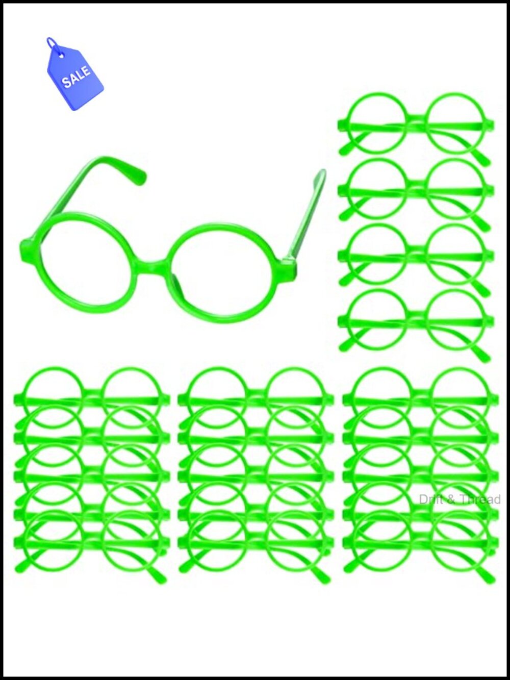 20 Pack Round No Lens Glasses Wizard Costume Party Frames